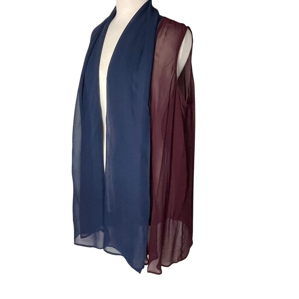 NWT WINTER SILKS Women’s Colorblocked Sleeveless Silk Shrug - Picture 1 of 4